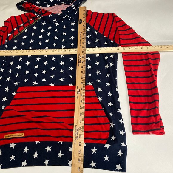 Simply Southern Women's American Flag Theme Hoodie Pullover Long Sleeve - Picture 6 of 7